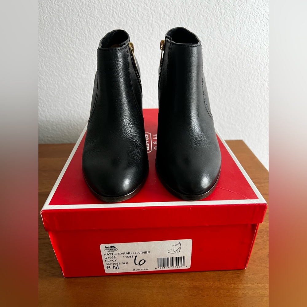 Coach Black Leather Ankle Boots